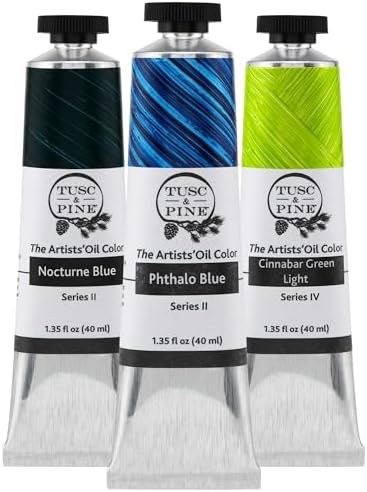Tusc & Pine Artist Oil Paint - Tropical Evening, Set of 3 40 ml, Non-Yellowing, Rich & Creamy Consistency, Maximum Pigment Load, Small Batch Milled Oil Paints Made in the USA for Professional Artists