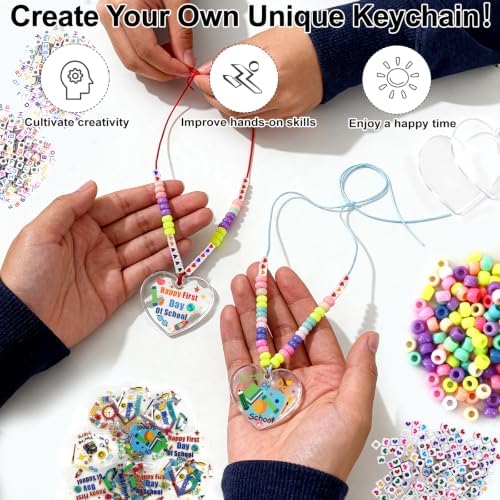 24 Set Back to School Crafts Kits, First Day of School Keychain Making Kit