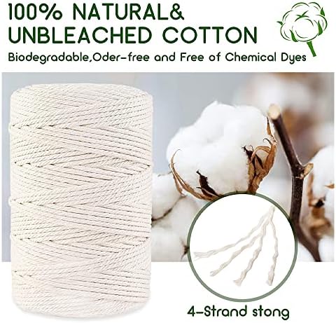 Macrame Cotton Cord 6mm x 109Yards, Moon Blue Natural Macrame Rope, Perfect Macrame Supplies Cotton Cord for Macrame Plant Hangers DIY Crafts (Natural Color, 6mm*109Yards)