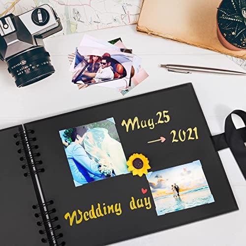 Vienrose Scrapbook Album 80 Pages 11x8 Inch Black | Kraft Paper, Diy Photo Album With Accessories, Memory Book, Wedding Birthday Travel Valentine