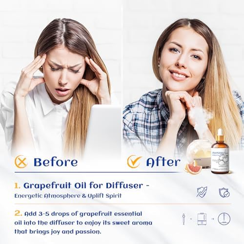 HIQILI Grapefruit Essential Oil for Skin Care, Diffuser and Aromatherapy