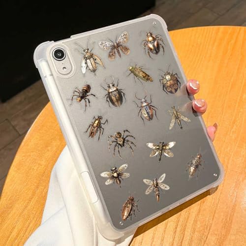 50 Pcs Steampunk Insect Stickers for Scrapbooking – Vintage Mechanical Bug Decals with Gears & Clockwork, Clear Waterproof Aesthetic Stickers for Journaling, Water Bottle, DIY Crafts