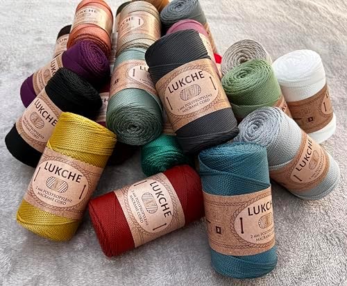 Polyester Macrame Cord 2mm x 251 Yards, 100% Polypropylene Premium Macrame Rope, Colorful Yarn Crochet Macrame Bag Craft for Wall Hangers, Bags, Bottom Plates, Carpets (Olive Green, 3 Skein)