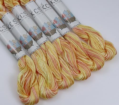 KCS Big skeins of 25 Meters Size 25 Color Variegated Cross Stitch Stranded Threads,6 skeins,4090