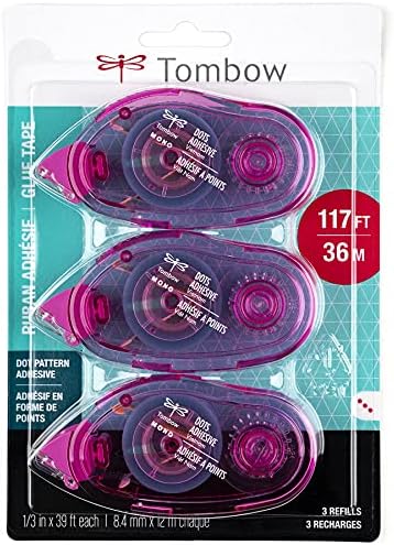 Tombow 62149 Mono Adhesive Dots Applicator Refills, 3-Pack. Easy to Refill for Smooth Application, Multicolor, Value Pack