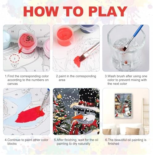 SENQAO Christmas Paint by Numbers for Adults Beginners Framed, Snowman Cardinal Adults' Paint-by-Number Kits, Adult Paint by Number Kits on Canvas, Acrylic Number Painting for Home Decor, 8x12inch
