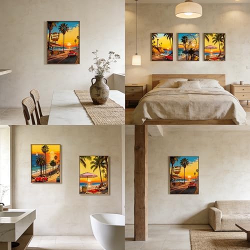 DOTSOPS 6 Pack Coastline Diamond Painting Kits for Adults Round Full Drill