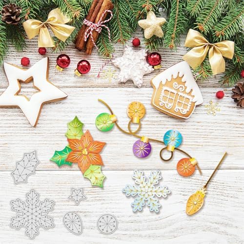 Lapoo Christmas Metal Cutting Die for Scrapbooking, 3D Backgrounds Frame Cutting Dies DIY Album Card Making Decor Paper Metal Die Cuts Party Wedding Decorations (Trees & Lights 5.7 x 4.3 in)