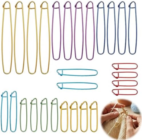 RJLCTH 28 Pcs Stitch Holders for Knitting, Aluminum, 7 Sizes