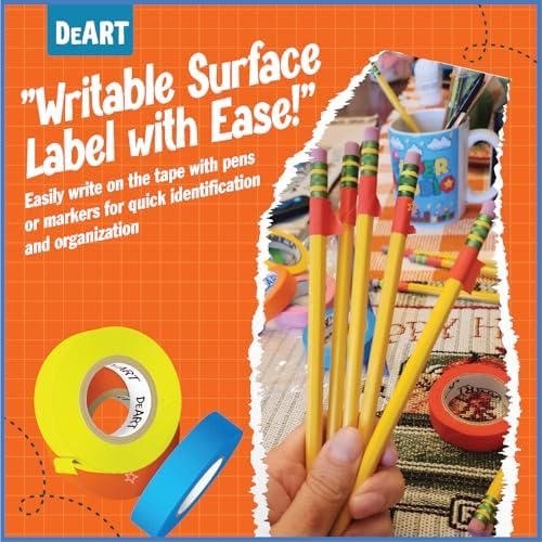 DEART 8X Colored Masking Tape, 33 Ft x 1 inch Colored Painters Tape for Arts & Crafts Labeling or Coding, Craft Supplies Color Tape Rolls, Colorful Masking Craft Tape, Lab Tape (Pack of 3)
