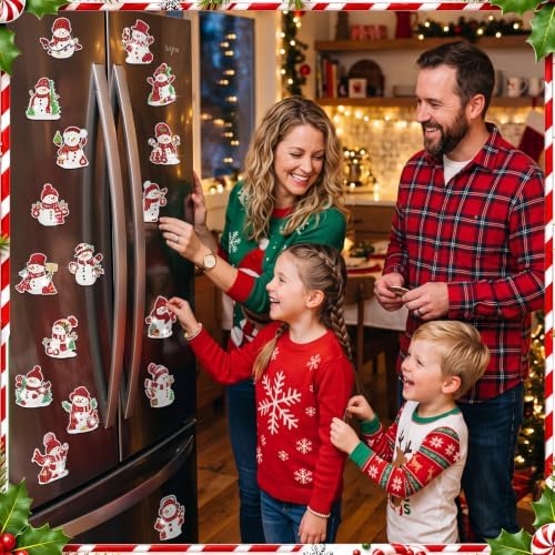 Motipuns 30 Pcs Diamond Magnets,Chrismas Red Snowman,Cerise White