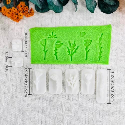Xaekicr Polymer Clay Molds Nature Garden Set – 7PCS Botanical and Insect Texture Clay Molds for Polymer Clay Jewelry, Floral Clay Tools for Earrings, Crafts and Nature-Inspired Designs