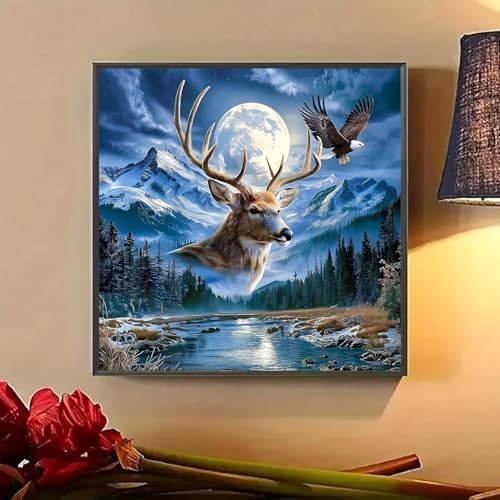 Lophomie Diamond Art Kits for Adults, 5D Deer & Eagle Diamond Painting Kits