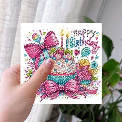 Zyvoreva 12 PCS 5D Diamond Painting Birthday Cards Kit, DIY Diamond Art Greeting Cards for Adults, Complete Hobby Craft Set for Card Making with Envelopes & Tools, Unique Handmade Gifts (Green)