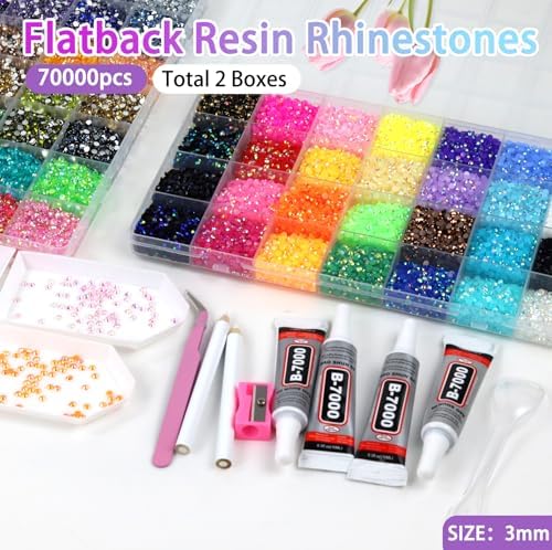 70000PCS Bedazzling Kit 56 Colors Resin Jelly 3MM