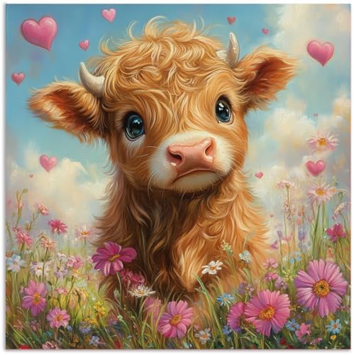CRZMODE Highland Cow Paint by Numbers Kit for Adults, Cow Paint by Numbers for Adults, Acrylic Painting Crafts for Home Decor Gift (16x16inch)