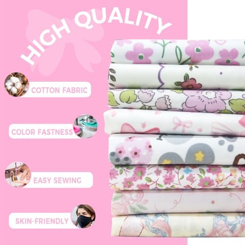 Aubliss 8pcs Fat Quarter Fabric Bundles (100% Cotton - 20'' x 20'')