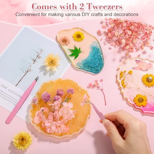 Real Dried Flowers 100% Natural Dried Flowers, Mixed Colors Dried Leaf Flowers for DIY Arts and Crafts Candles Resin Jewelry Nail Pendant Cards Scrapbooking Wedding Home Decoration (Pink)