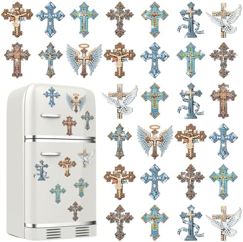 Motipuns 30 Pcs Diamond Magnets,Cross of Jesus,Dark Blue