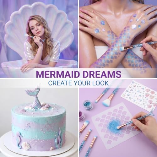 Mermaid Scale Stencil Set, Mermaid Face Makeup Templates