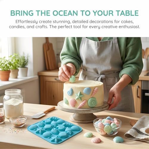 Seashell Silicone Mold Ocean Theme Chocolate Mold Candy Mold Baking Mold Silicone Mold for Cake Decoration Resin Soap Wax DIY Craft Food Grade