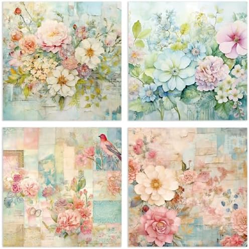 YASMEN Flowers Scrapbook Paper Pad, 6x6 Single-Sided Valentine Cardstock Paper Pad for Card Making, Journals, Planner, DIY Envelopes, Greeting Cards, Decorative Art Craft -24 Sheets