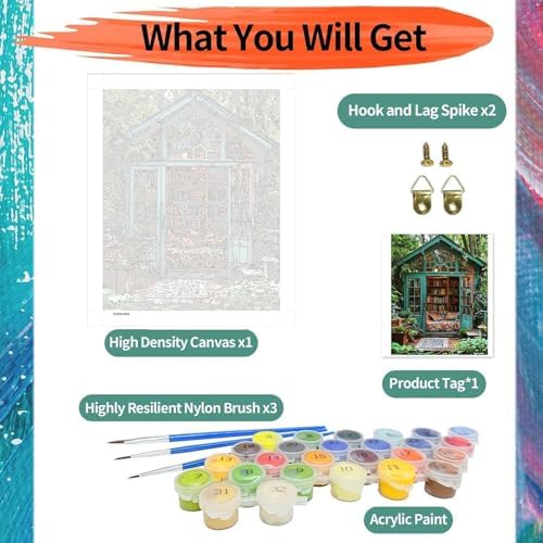 ajepon Bookshop Paint by Numbers Kit for Adults - Painting by Number Kits Books, Bookshop Adults Paint by Numbers Kits on Canvas Without Frame Oil Painting for Home Wall Decor 16X20inch