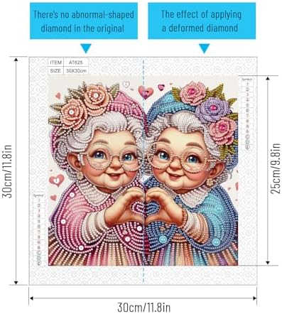 Diamond Painting Kits for Adults, Old Twins Pattern Design Special Shape Diamond Art Kits for Beginners, DIY Diamonds Paintings Art for Home Wall Decor Gift