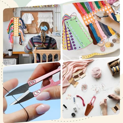 Embroidery Floss Organizer,10 Pcs Cross Stitch Supplies and 2 Pcs Thread Snippers for Sewing with Leather Scissors Sheath Cover,Needlepoint Thread Organizer and Thread Scissors Combined