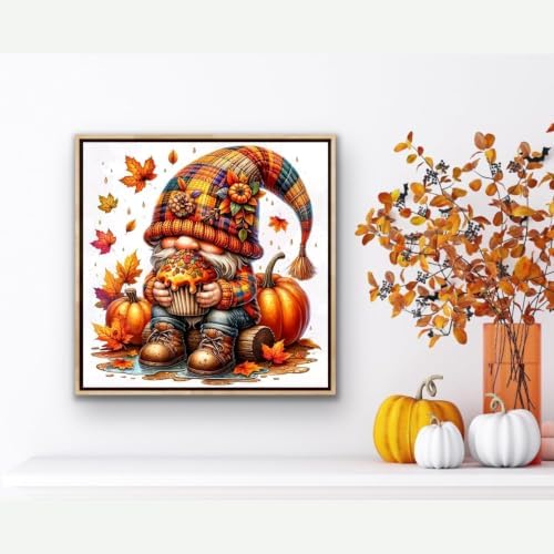 ARPADAMO Gnome Pumpkin Diamond Art Kits for Adults Diamond Painting 14x14in