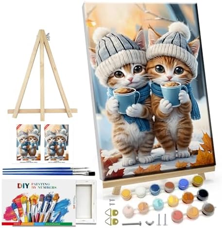 ATDMS Paint by Numbers Kits for Adults, Cats Paint by Number with Frame