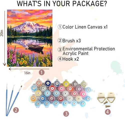 xackcme Mountain Paint by Numbers for Adults - Lake Scenery Paint by Numbe