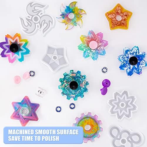 NiArt Fidget Spinner Silicone Resin Mold Kit, 9 Molds, 10 Bearings Set