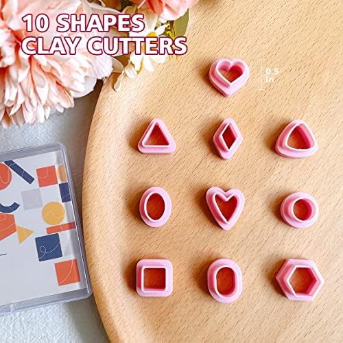 Keoker Polymer Clay Cutters - Geometric Clay Cutters, Polymer Clay Cutters for Earrings Jewelry Making, 10 Shapes Regular Clay Earrings Cutters