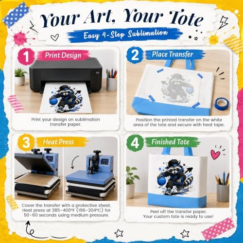 Joyclub 5 Pack Large Canvas Tote Bags Bulk for Daily Use Colorful