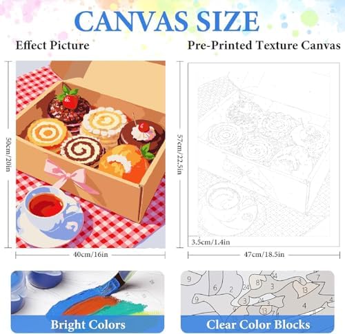ZRIZQ Paint by Numbers Kit for Adults Beginner,Dessert,16x20