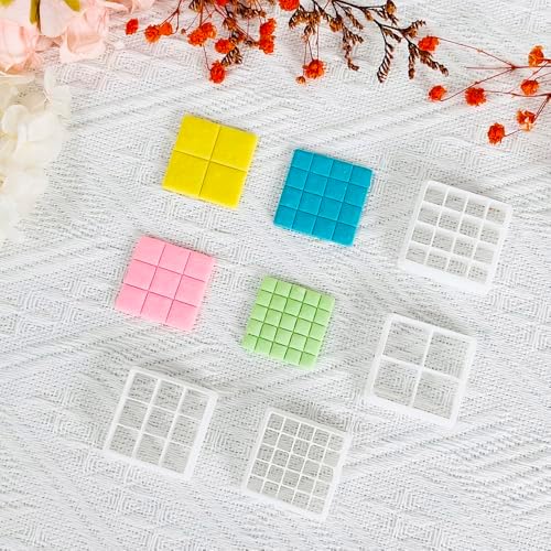 Xaekicr Grid Square Polymer Clay Cutters Set – 4PCS Geometric Clay Cutters for DIY Jewelry Making, Clay Tools for Polymer Clay Molds and Earring Projects