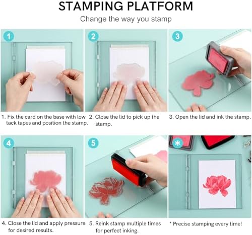 2PCS 6.3inch Precise Stamp Platform with Grid Lines for Accurate Craft Stamping; Easy Stamping Press; Perfect Stamp Positioning Tool Card Making Supplies Scrapbook Paper Craft Stamping Tool