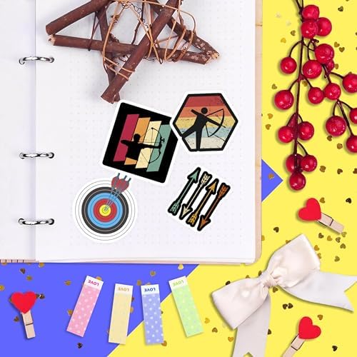 100Pcs Archery Stickers for Water Bottle and Laptop - Archery Party Supplies & Decorations, Waterproof Vinyl Decals, Sport and Target Stickers, Gifts for Women & Men