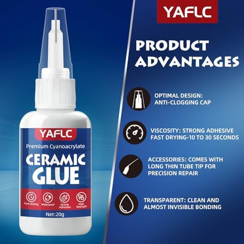 Ceramic Glue Repair Kit, Liquid Super Glue for Ceramic Repair 40g