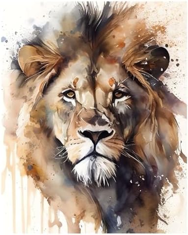 xcemhil Lion Paint by Numbers Kit for Adults Beginner, Lion Paint by Number for Adult, Acrylic Paint by Numbers Kits Suitable for Home Wall Art Decor Gifts 16x20 Inch