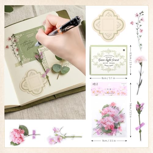 160 Pcs Vintage Scrapbook Supplies Kit, Including 120 Sheets Scrapbook Paper Pad 40 Decorative Flower Stickers, Junk Journal Accessories Scrap Book Crafting for Mixed Media Collage Card Making