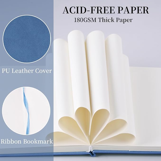 5.7x4.1in Hardcover Blank Sketchbook for Drawing 180gsm 96Pages,Dark Blue