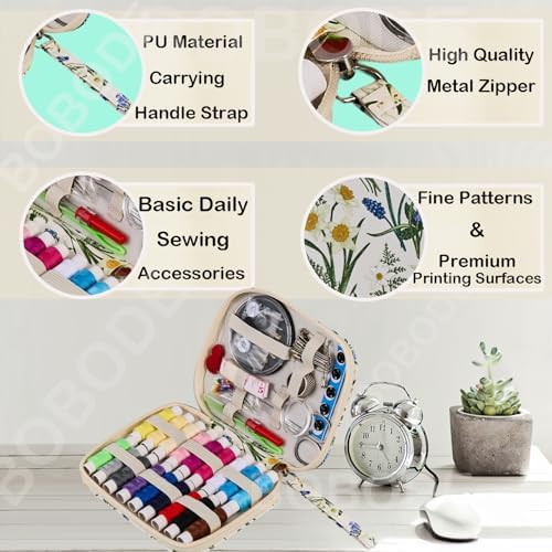 Bobode Printing Sewing Kit Travel Basic Sewing Kit for Adults
