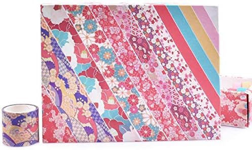 12 Rolls Washi Tape Set, Cherry Blossoms Floral Pattern Washi Masking Tape