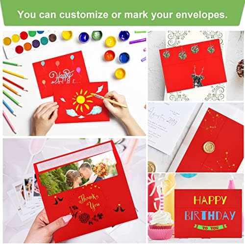 140 Packs A4 Envelope Red, 4x6 Photo Envelopes for Invitations, Envelopes Self Seal for Weddings, Baby Shower, Photos, Postcards, Greeting Cards, Mailing