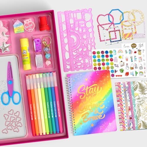 ADUSRIZ 2-Pack DIY Journal Kit for Girls, Journal Set with Stickers, Birthday Gifts for Teen Girls, Decorate Your Planner/Organizer, Journaling Arts Craft Kit, Ideal Gifts for 8-12 13 14 Year Old Girl