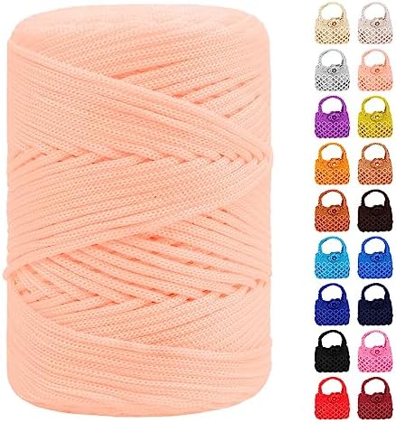 Polyester Macrame Cord 3mm x 185yards, Braided Macrame Cord Polypropylene Silk Cord, Crochet Bag Polyester Yarn for Crocheting, Bag, Wall Hangings, Rug, DIY Crafts (Beige)