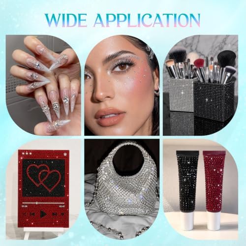 32000 Pcs Resin Jelly Rhinestones Kit, Silver Clear Flatback Rhinestones 3mm (2–6mm Size Options), Crystal Bedazzling Kit with 4 Pcs B7000 Glue & Tools for Nail Art, DIY Crafts & Clothing Decoration
