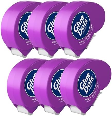 Glue Dots Poster Dot N' Go Dispensers, Set of 6 Complete Dispensers, Each with 200 (.375 Inch) Poster Adhesive Dots, 1200 Dots/Pack (24233-AMZ)